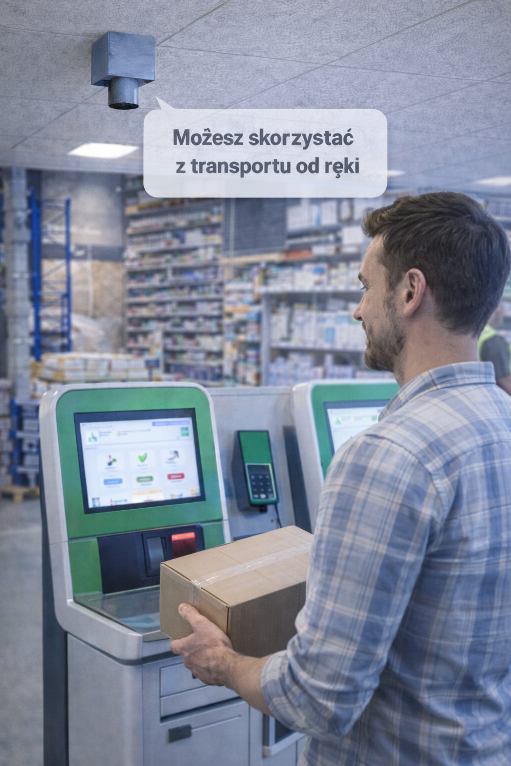 Smart Audio Point przy stanowisku obsługi informuje o transporcie od ręki
